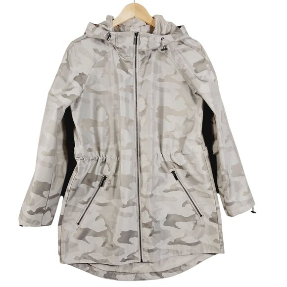 Chico's Jackets & Blazers - Chico's NWT  Rain/Weather Jacket, Beige/Gray/Multi Camo, Size 1 U.S. 8/10